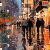 Downtown Reflections by Leander, limited edition print, detail