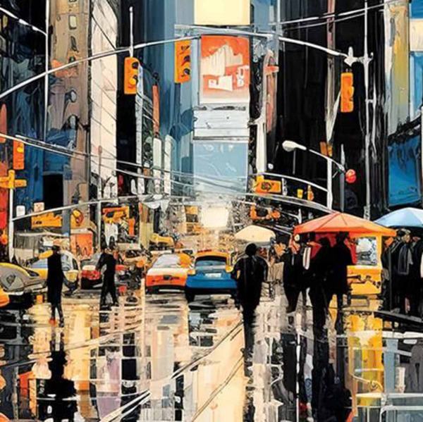 Urban Rainfall by Leander, limited edition print, detail