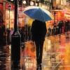 City Lights In The Rain by Leander, limited edition print, detail