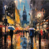City Lights In The Rain by Leander, limited edition print