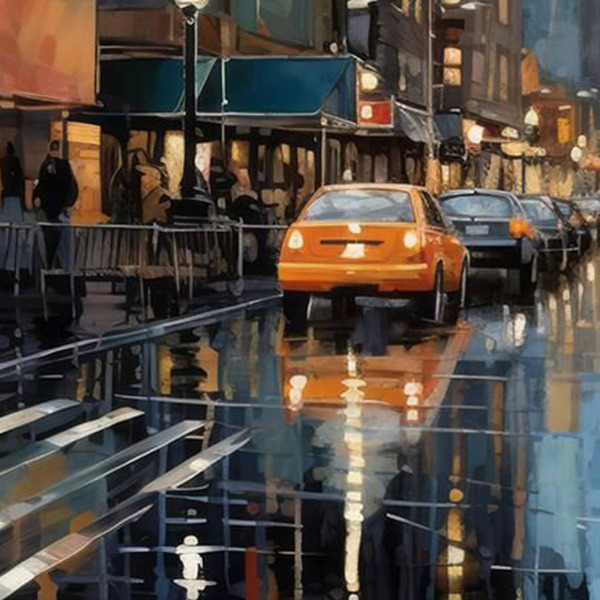 Downtown Urban Glow by Leander, limited edition print, detail