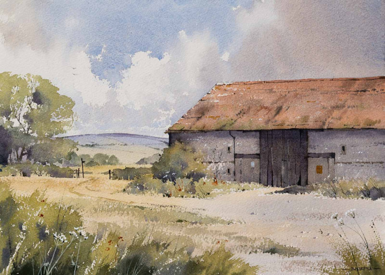 The Old Flint Barn Near Firle by Oliver Pyle