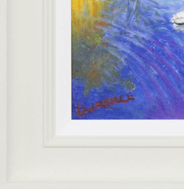 Swans Learning To Fly by John Lawrence, original painting, detail