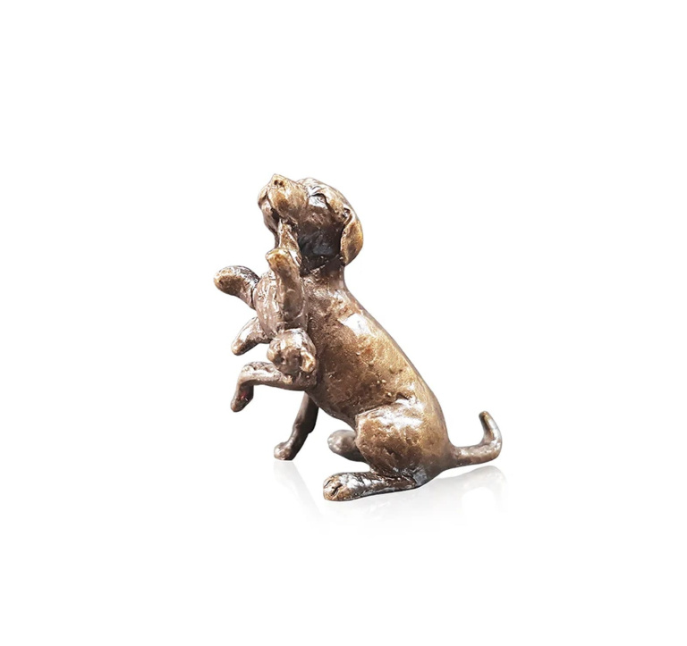 Miniature Bronze Labrador With Teddy (2074)