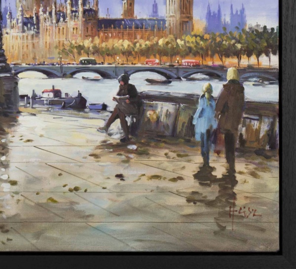 View Of Westminster From The South Bank by Henderson Cisz, original painting, detail