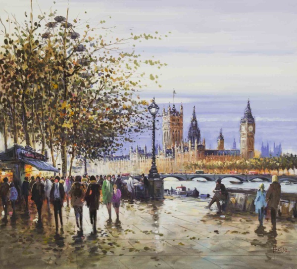 View Of Westminster From The South Bank by Henderson Cisz, original painting