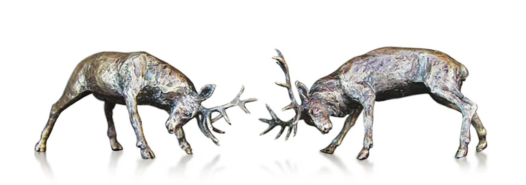 Miniature Bronze Rutting Stags (2051)