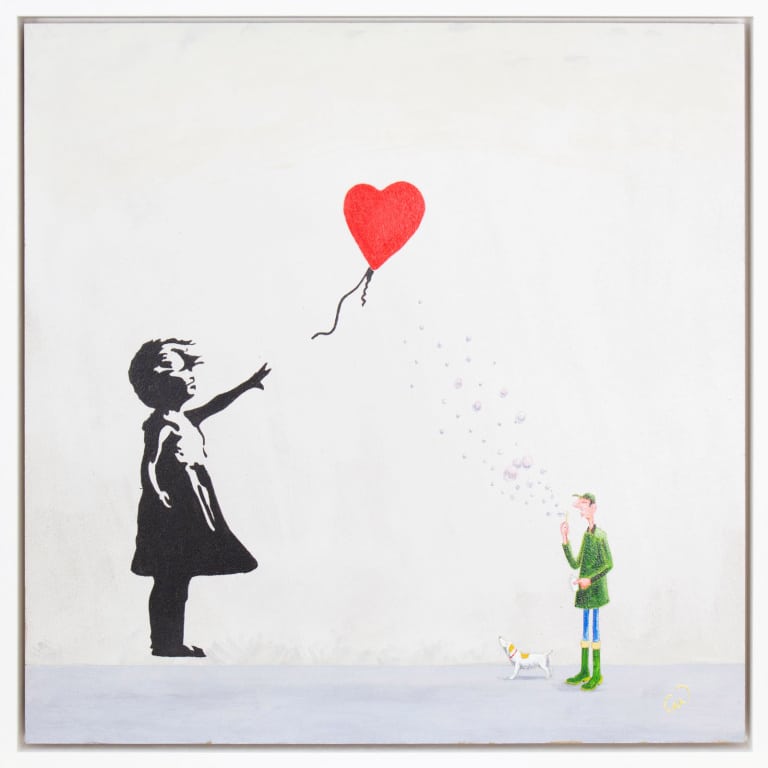 The Red Balloon & Bubbles (Original) by Chris Ross Williamson