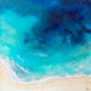 Original painting featuring Cala Presili Menorca on its originals blues and accurately as seen from above by talented Spanish artist Ana Ortiz