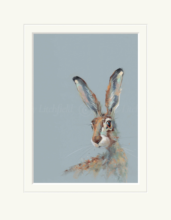 Bright Eyed, Posing Hare by Nicky Litchfield, limited edition print