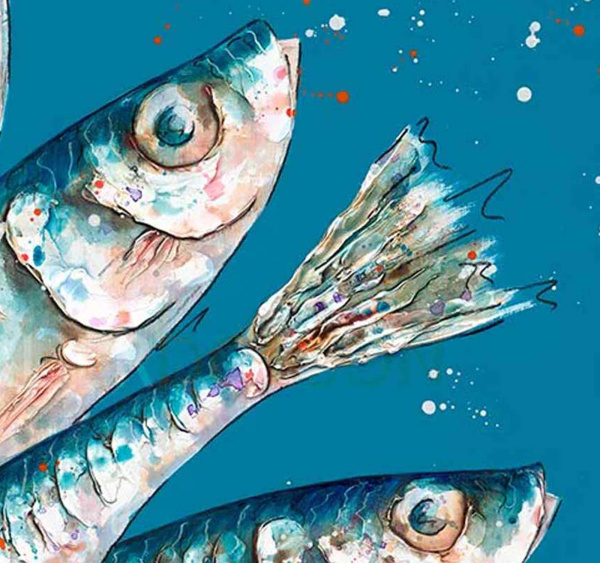 Four Sardines (Limited Edition) by Giles Ward, limited edition print, detail