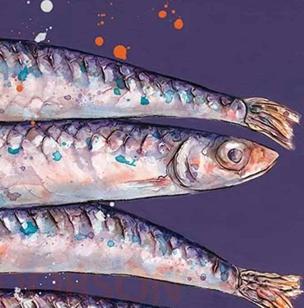 Six Anchovies (Limited Edition) by Giles Ward, limited edition print, detail