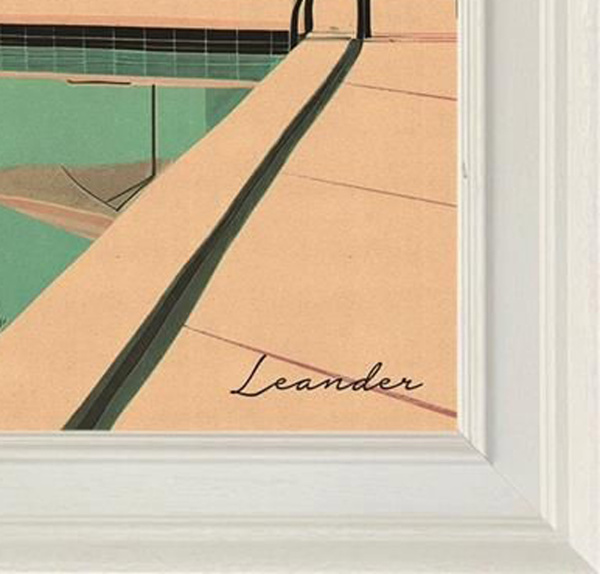 Poolside Reflections by Leander, limited edition print, detail