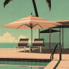 Poolside Reflections by Leander, limited edition print, detail