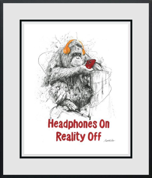 Headphones On, Reality Off by Scott Tetlow, limited edition print