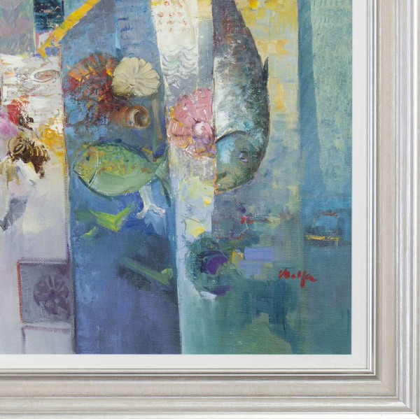 Tapestry Of Blue by Mario Malfer, original painting, detail