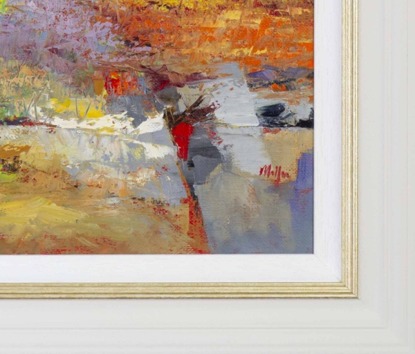 Silver Birch Landscape by Mario Malfer, original painting, detail