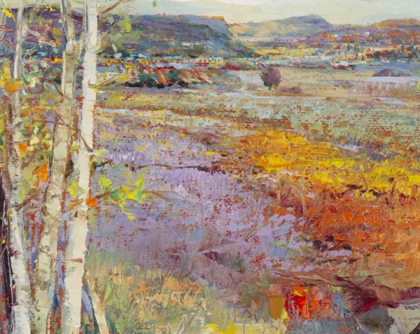 Silver Birch Landscape by Mario Malfer, original painting