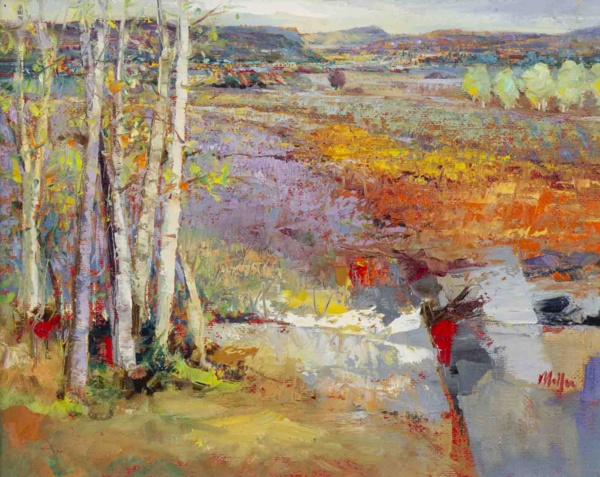 Silver Birch Landscape by Mario Malfer, original painting