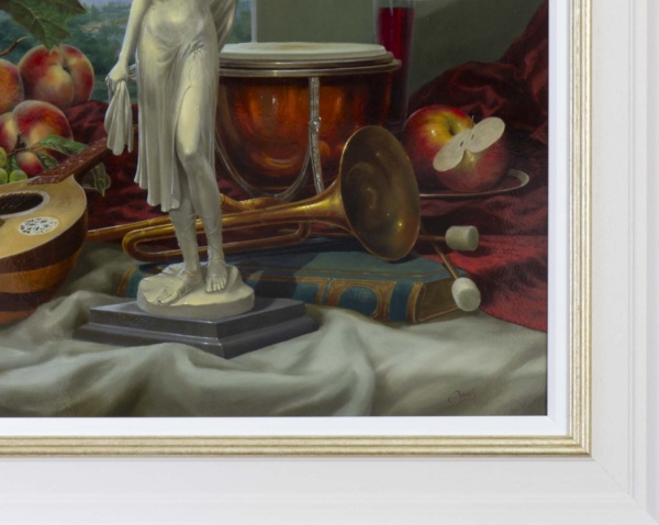 Hilltop Manor by Gyula Boros, original painting, detail