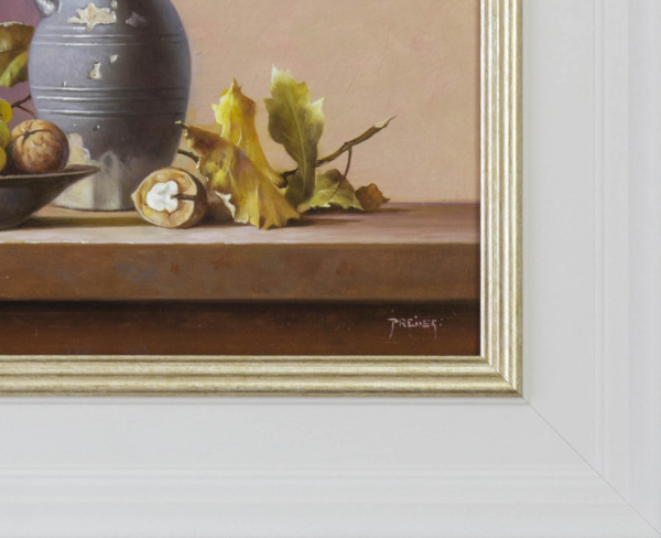 Grapes & Walnuts by Zoltan Preiner, original painting, detail