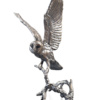 barn owl with pinecones bronze sculpture by keith sherwin