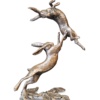 small hares boxing bronze sculpture