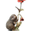 hedgehog with poppy bronze sculpture by keith sherwin