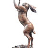 small hare boxing bronze sculpture by michael simpson