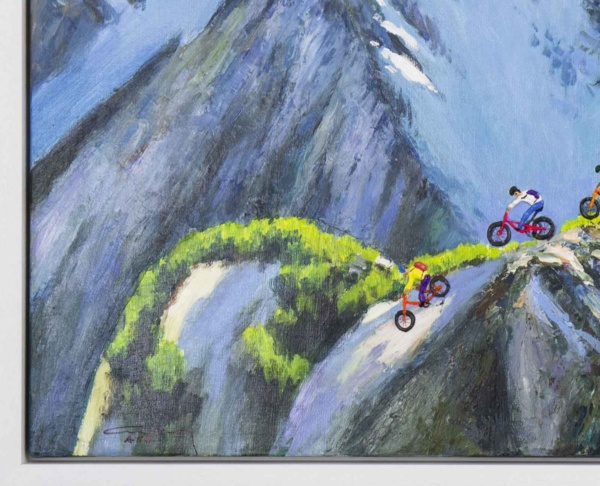 Alpine Ride by Antonio Navarro (Casimiro), original painting, detail