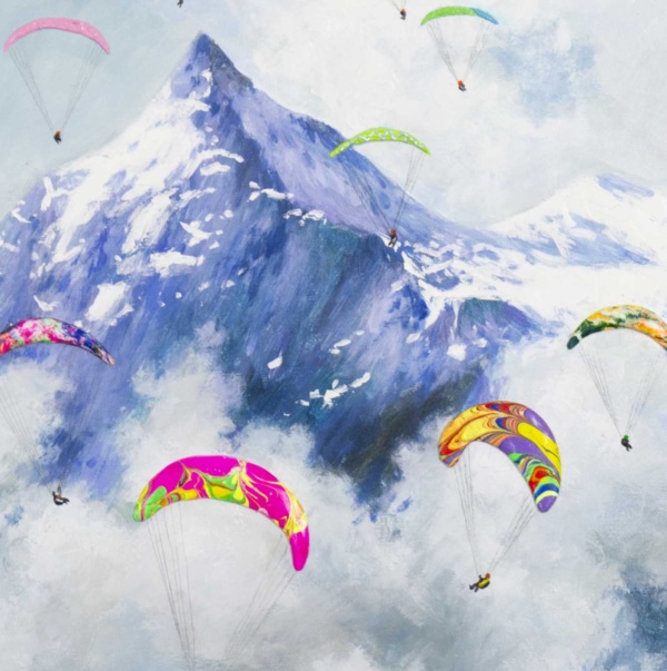 Paragliding by Antonio Navarro (Casimiro), original painting