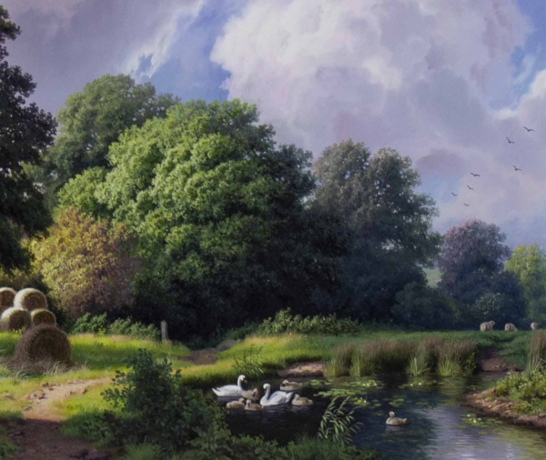 Summers Day By The Pond by Daniel Van der Putten, original painting