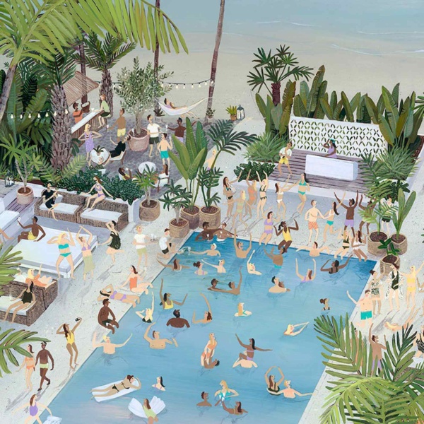 Beach Club by Jenni Murphy, limited edition print, detail