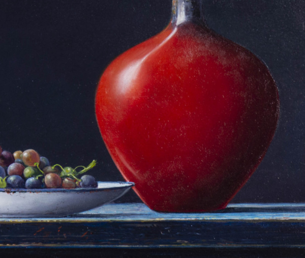 Grapes With Red Pot Still Life by Lion Feijen, original painting