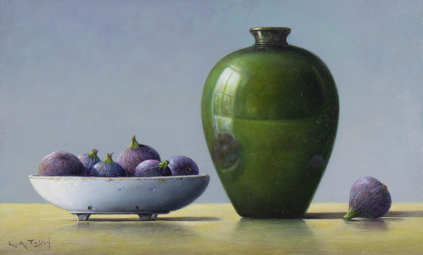 Figs With Green Pot Still Life by Lion Feijen, original painting