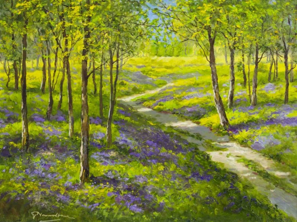 Bluebell Woodland Walk by Gerhard Nesvadba, original painting
