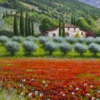 May Poppy Fields, Tuscany by Raffaele Fiore, original painting