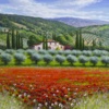 May Poppy Fields, Tuscany by Raffaele Fiore, original painting