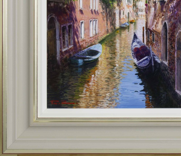 Summer’s Afternoon, Venice by Raffaele Fiore, original painting, detail