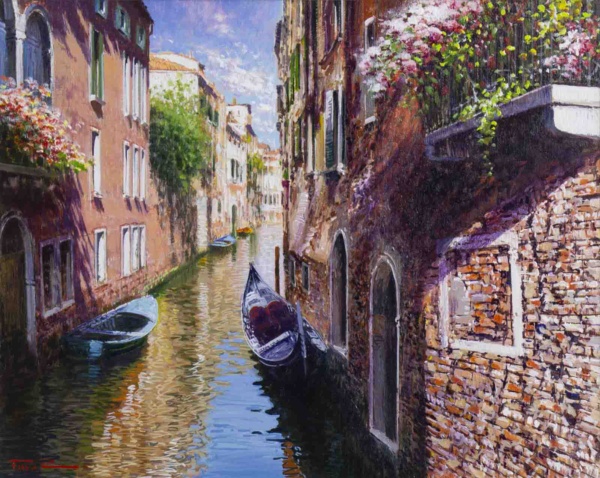 Summer’s Afternoon, Venice by Raffaele Fiore, original painting