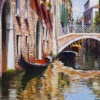 Leisurely Afternoon, Venice by Raffaele Fiore, original painting