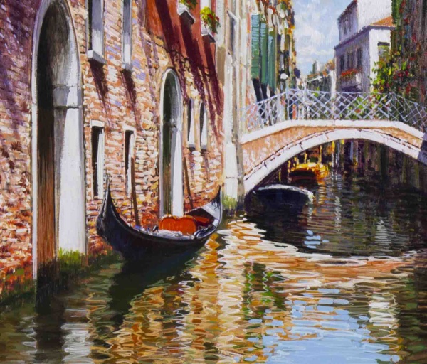Leisurely Afternoon, Venice by Raffaele Fiore, original painting