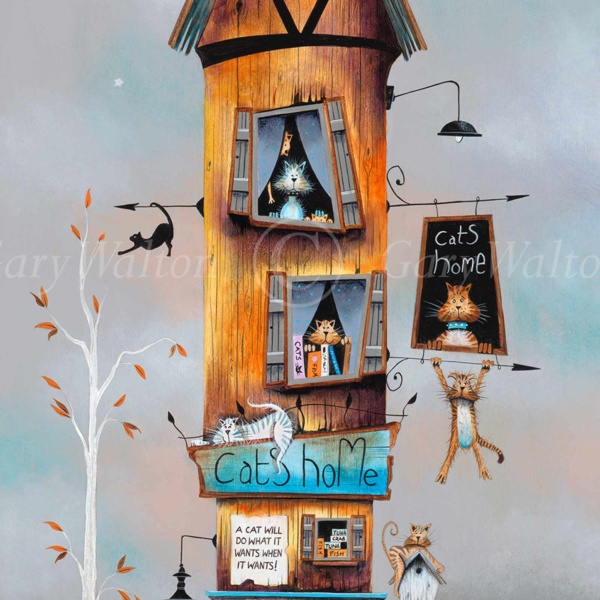 A Purrfect Life by Gary Walton, limited edition print, detail