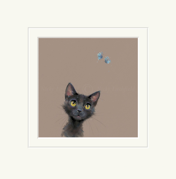 Butterflies, Black Cat by Nicky Litchfield, limited edition print