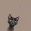 Butterflies, Black Cat by Nicky Litchfield, limited edition print