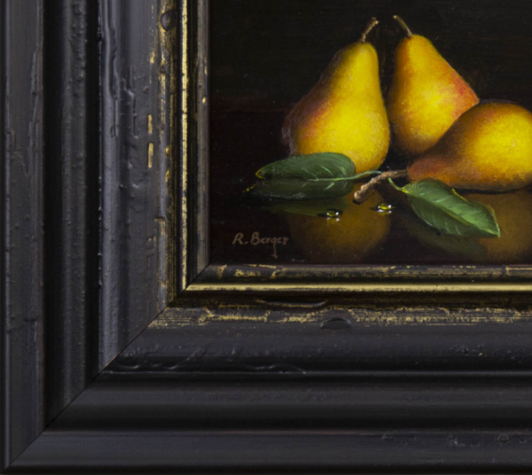 Three Pears by Ronald Berger, original painting, detail