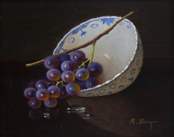 Grapes In Porcelain Bowl by Ronald Berger, original painting