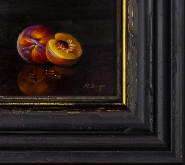 Pair Of Nectarines by Ronald Berger, original painting, detail
