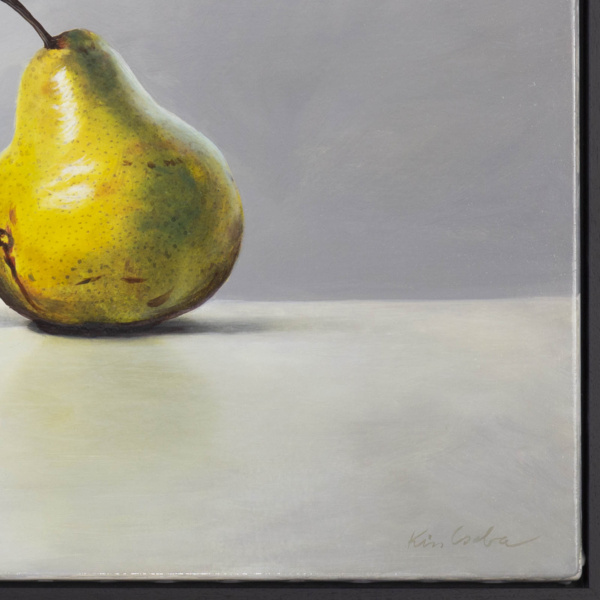 Green Pear Trio by Kiss Csaba, original painting, detail