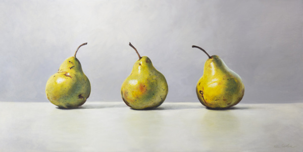 Green Pear Trio by Kiss Csaba, original painting